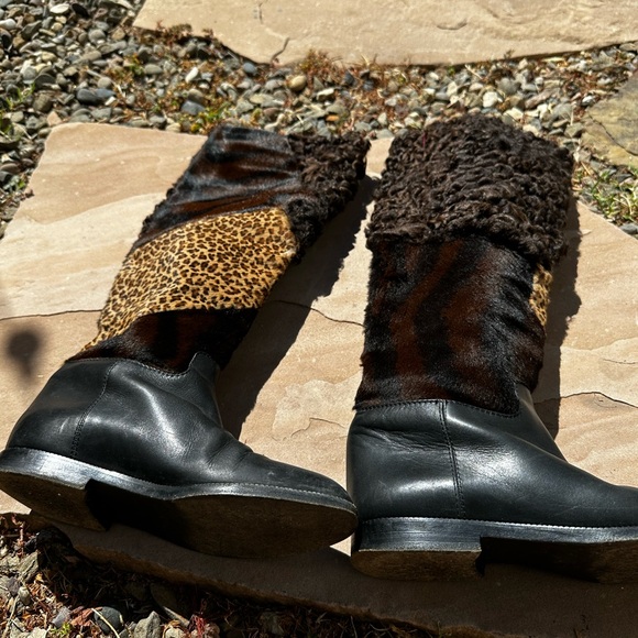 Maud Frizon Multi Pattern Fur Knee Boots - Picture 6 of 9